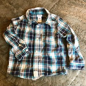 CARTER’S Toddler Boy Blue Plaid Button Up Shirt
